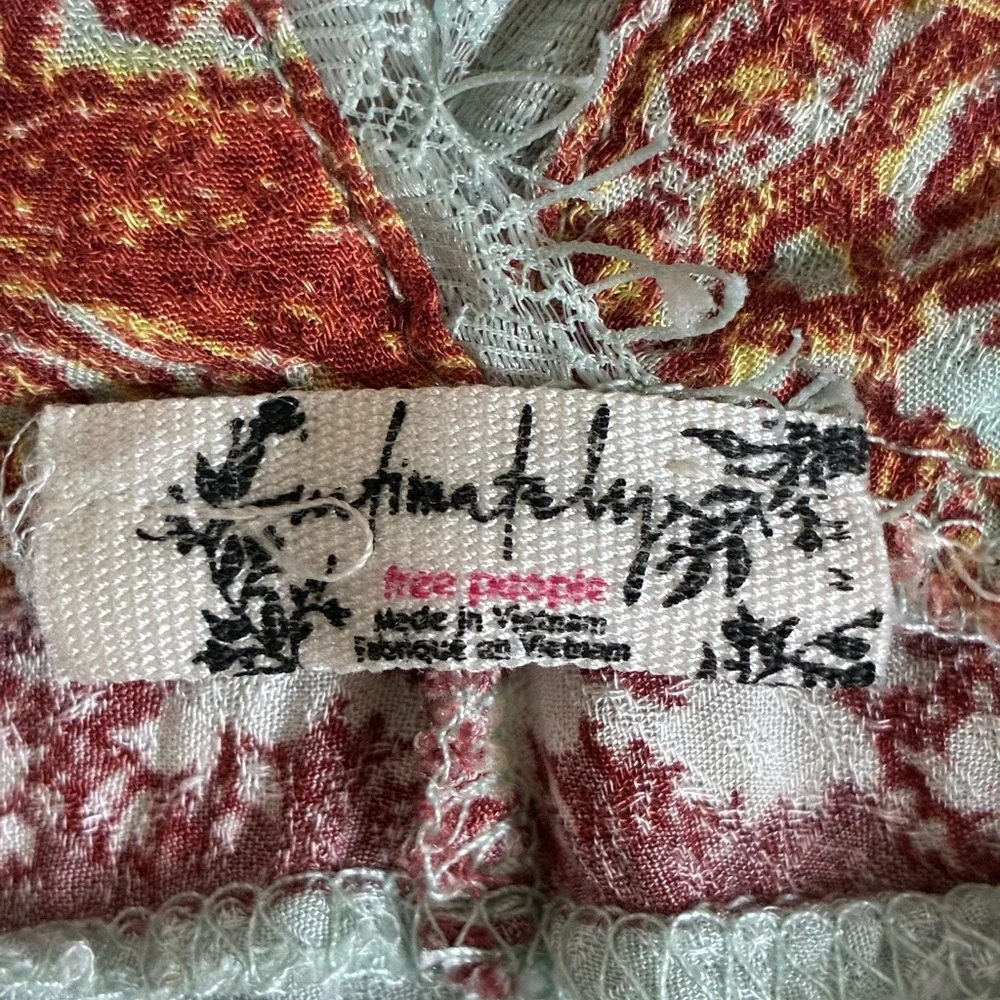 Free People Intimately East Willow Mint Multi Floral Lace-Trim V-Neck Mini Dress - Picture 2 of 8